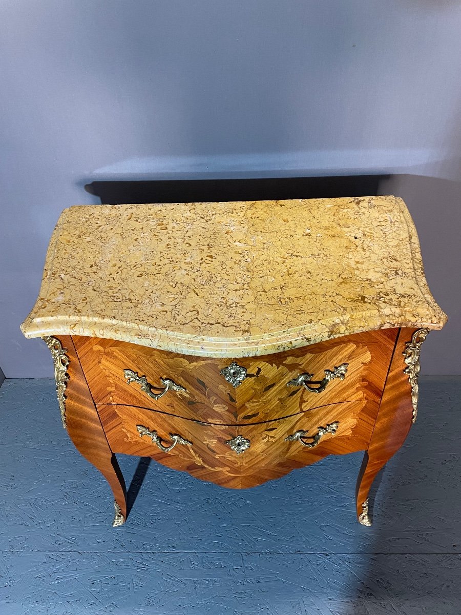 Louis XV Style Commode In Marquetry-photo-2