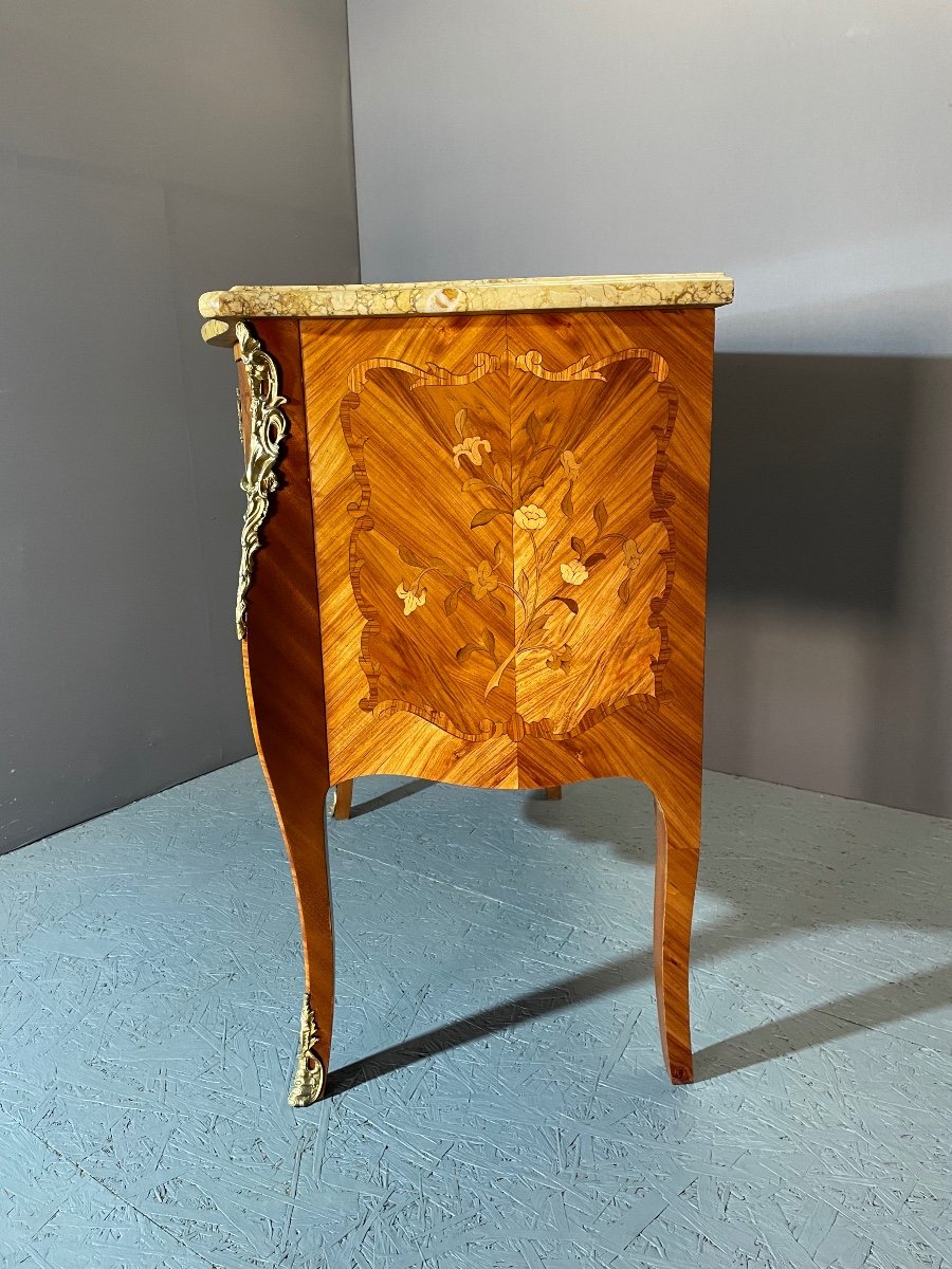 Louis XV Style Commode In Marquetry-photo-3