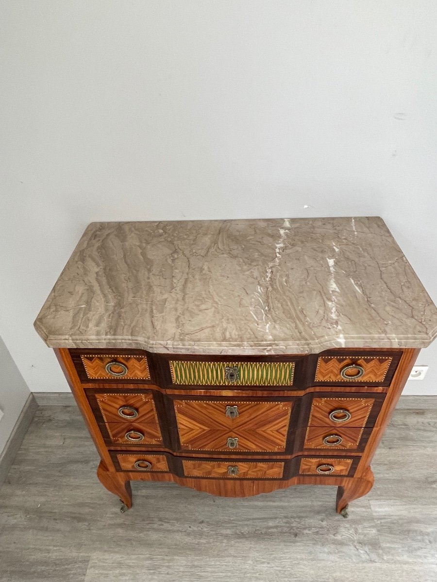 Transition Style Commode With Central Projection 19th Century-photo-4