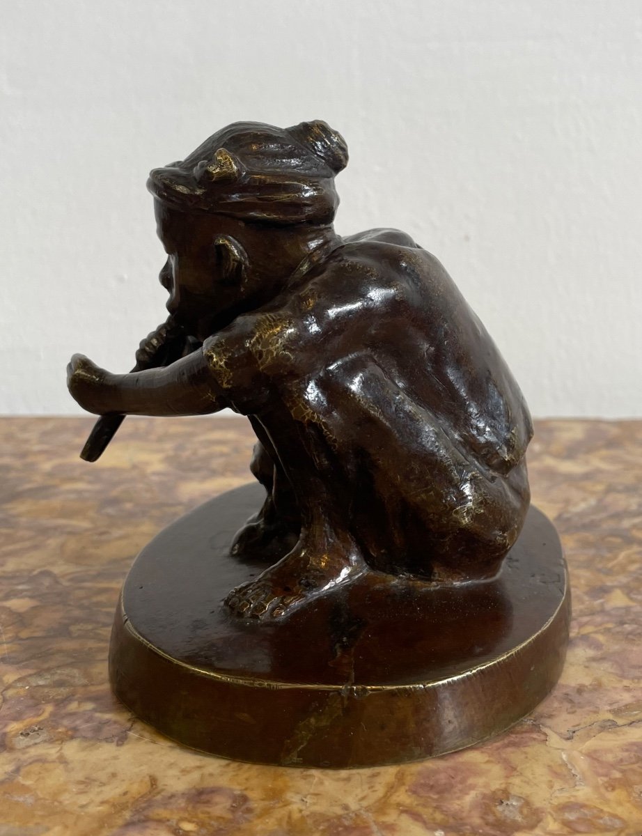 "le Charmeur De Serpent" Sujet  En Bronze à Patine Brune-photo-3