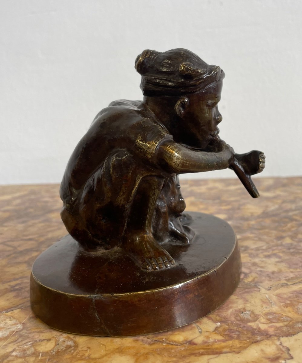 "le Charmeur De Serpent" Sujet  En Bronze à Patine Brune-photo-4
