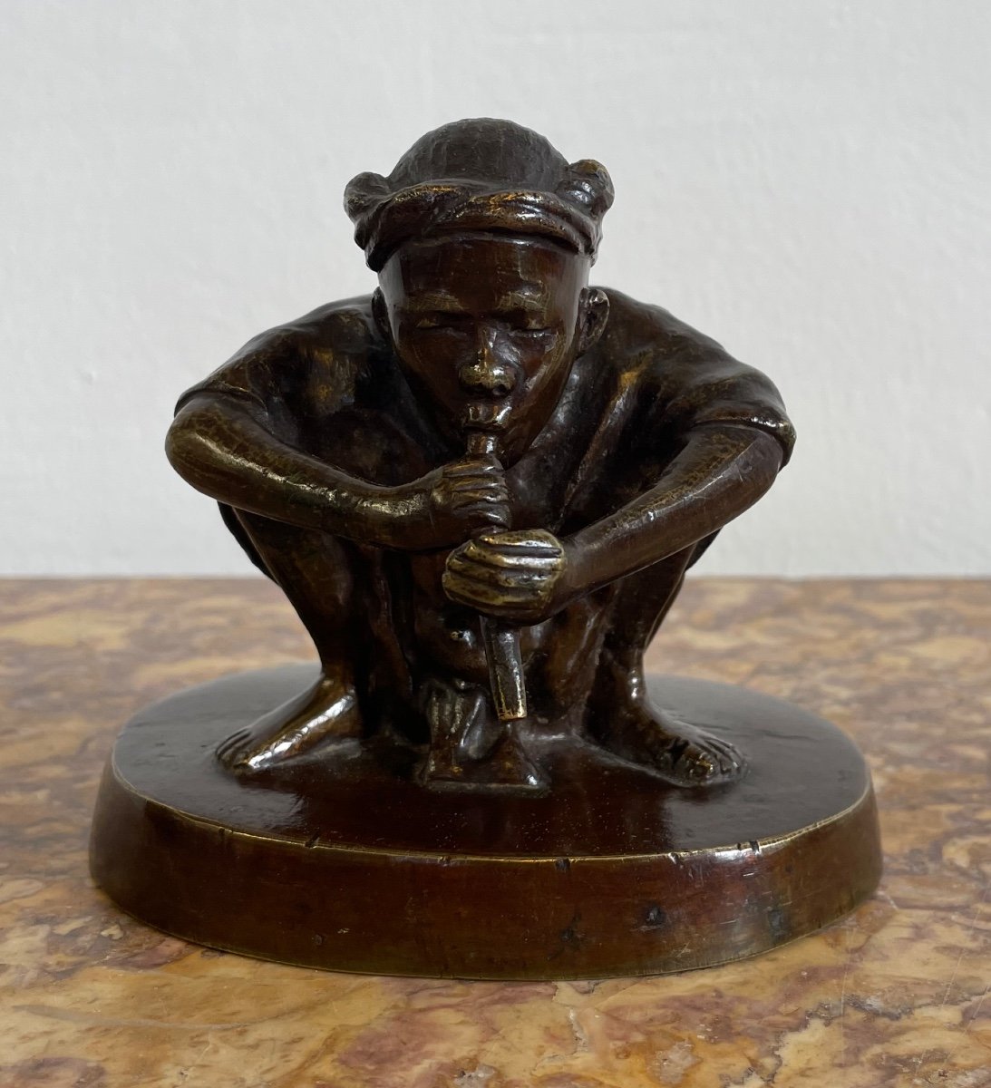 "le Charmeur De Serpent" Sujet  En Bronze à Patine Brune