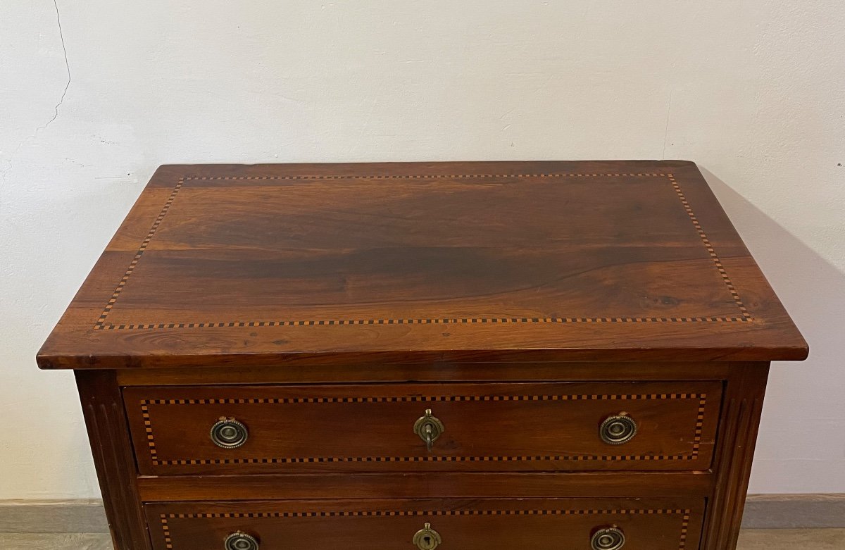 Louis XVI Style Chest Of Drawers In Stained Walnut Circa 1850-photo-2