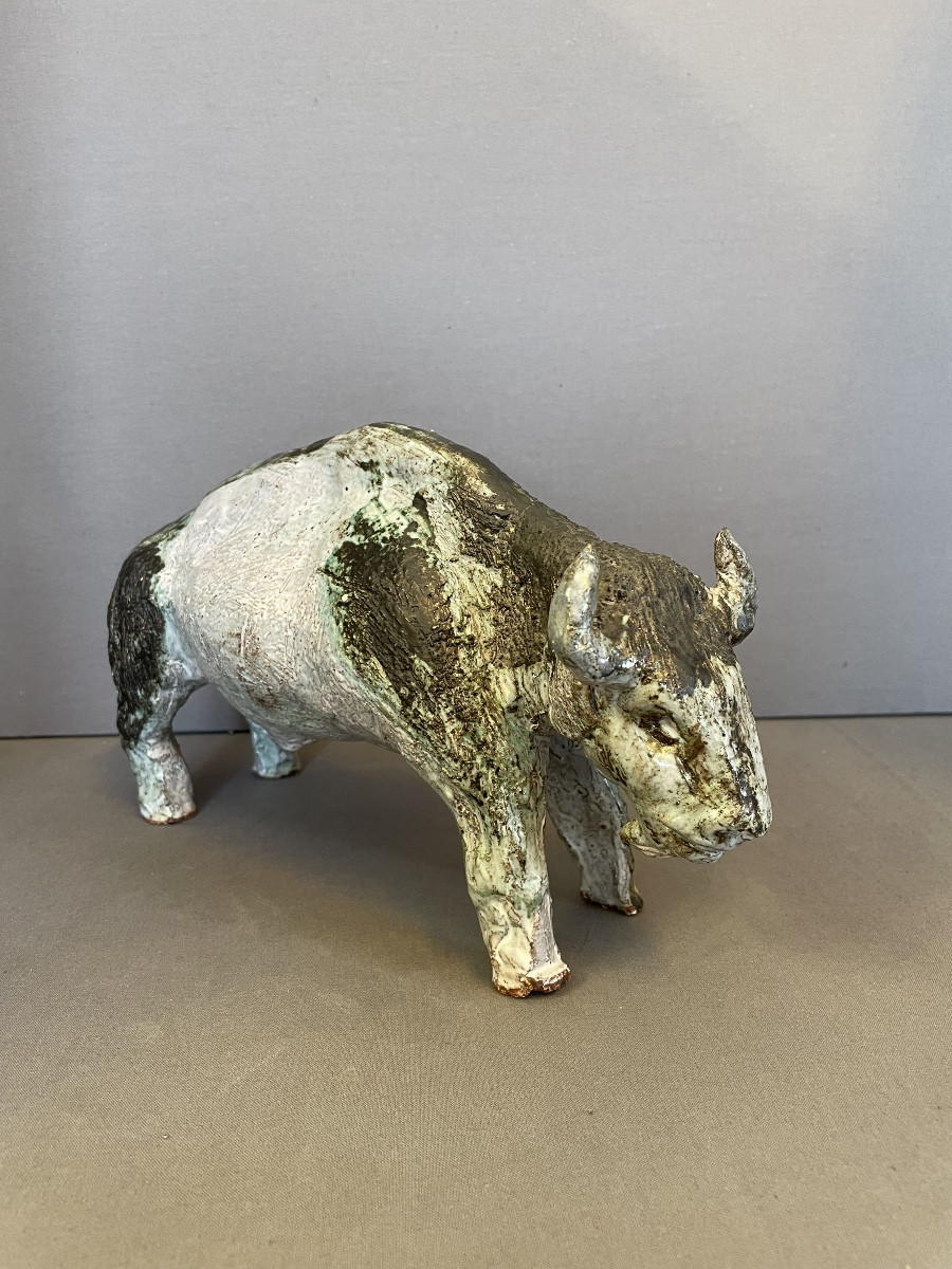 Taureau En Céramique Vers 1940