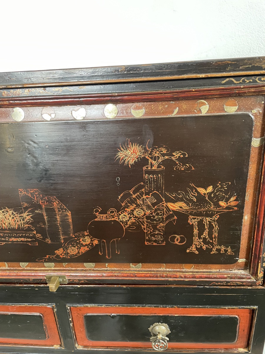 Chinese Lacquer Cabinet Circa 1920-photo-3