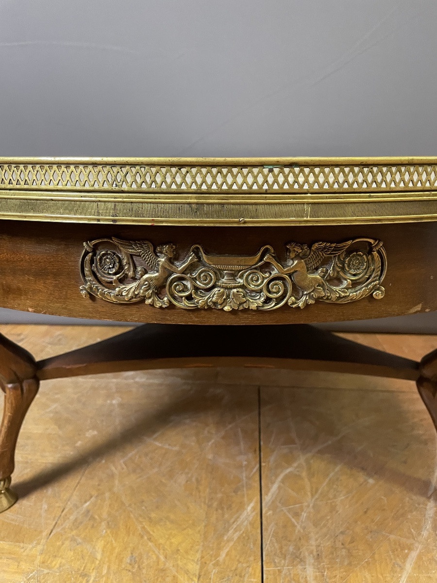Empire Style Coffee Table In Mahogany And Marble -photo-2