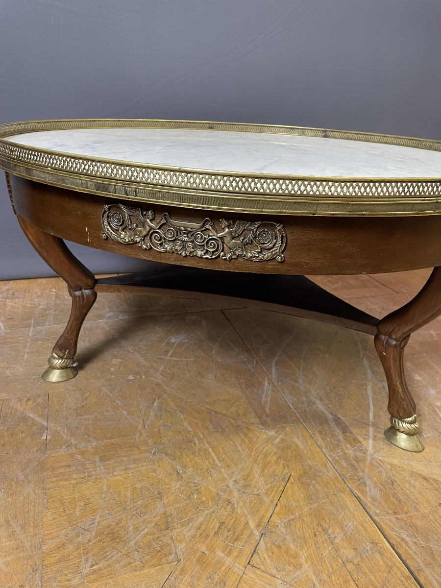 Empire Style Coffee Table In Mahogany And Marble -photo-4