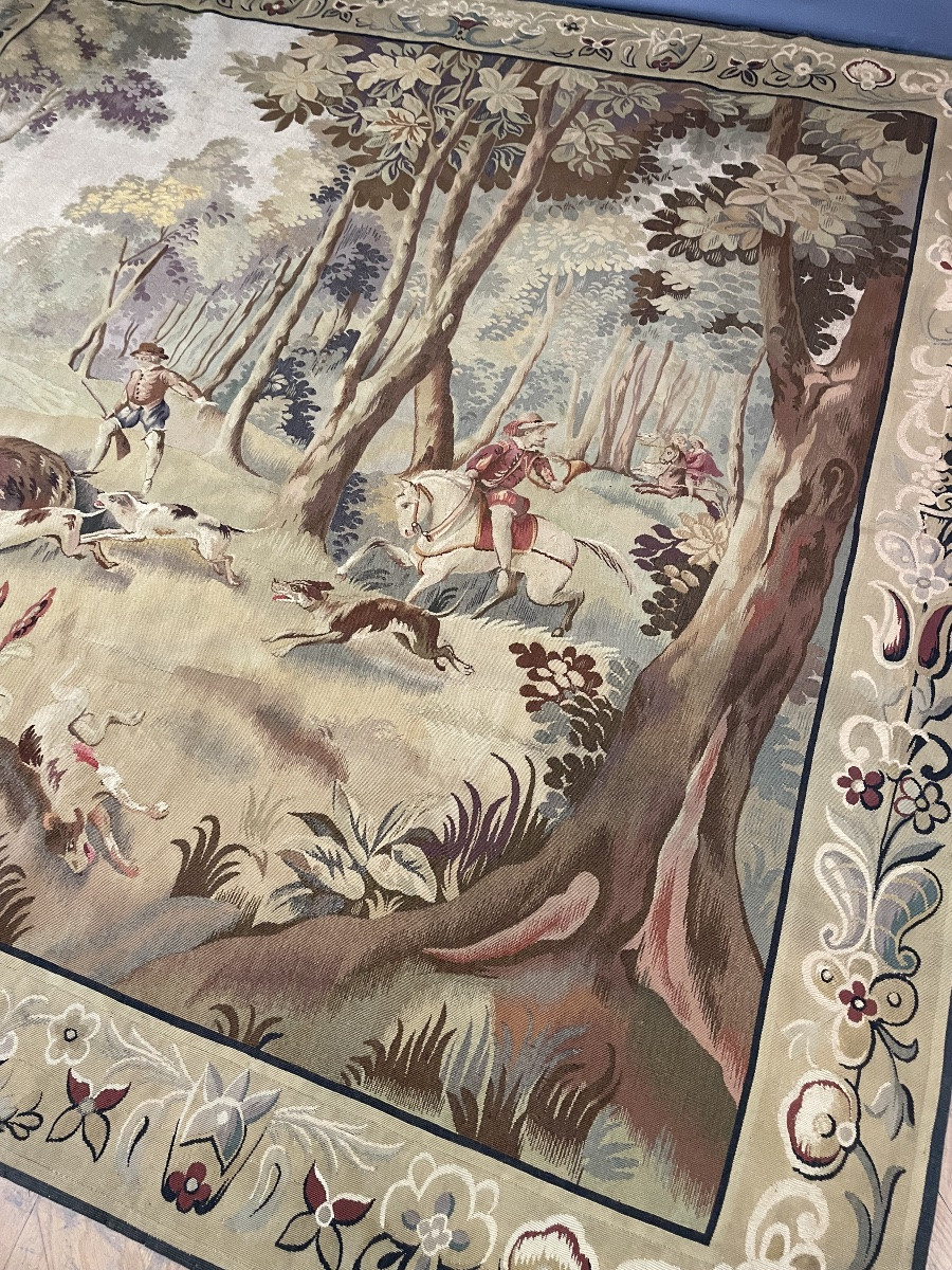 Tapisserie "Chasse à courre" vers 1920-photo-2