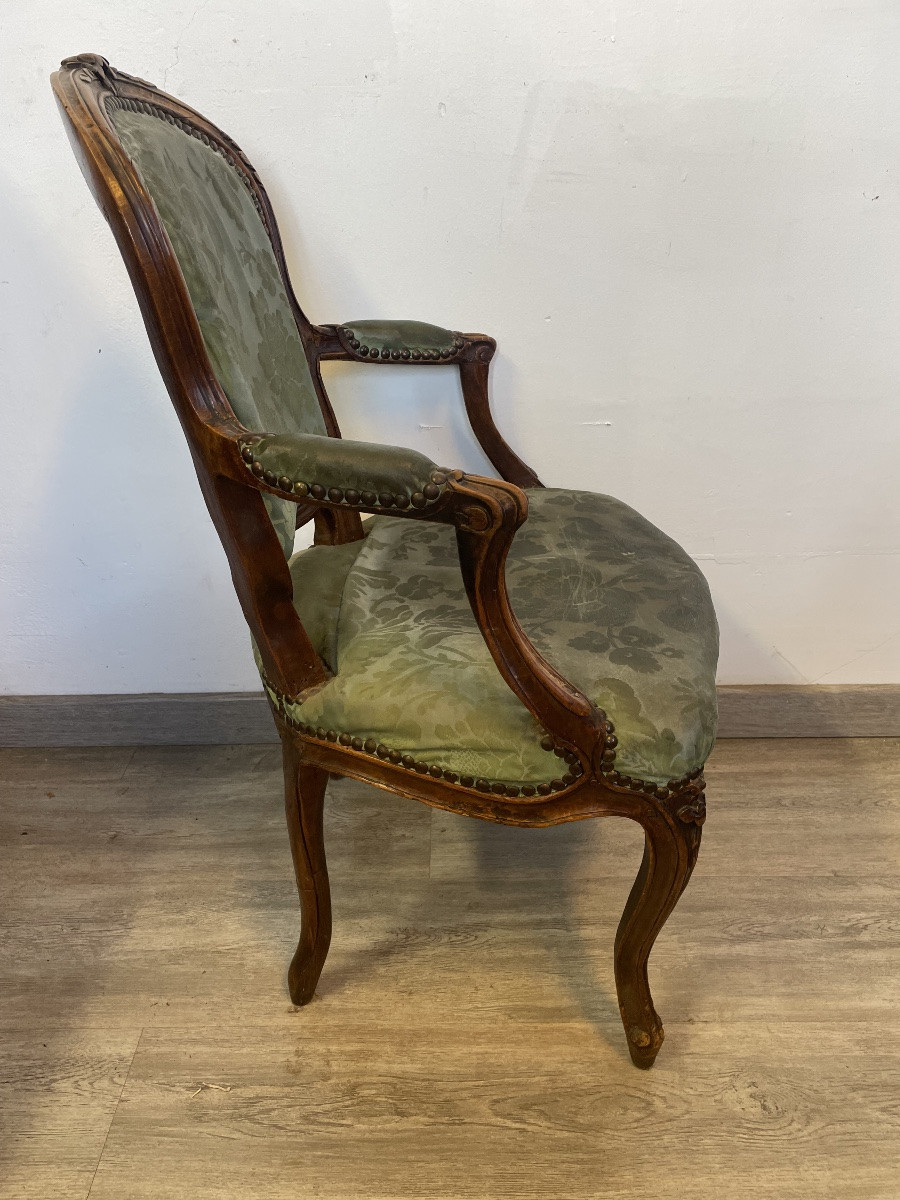 Pair Of Louis XV Period Cabriolet Armchairs Stamped L. Raisin-photo-4