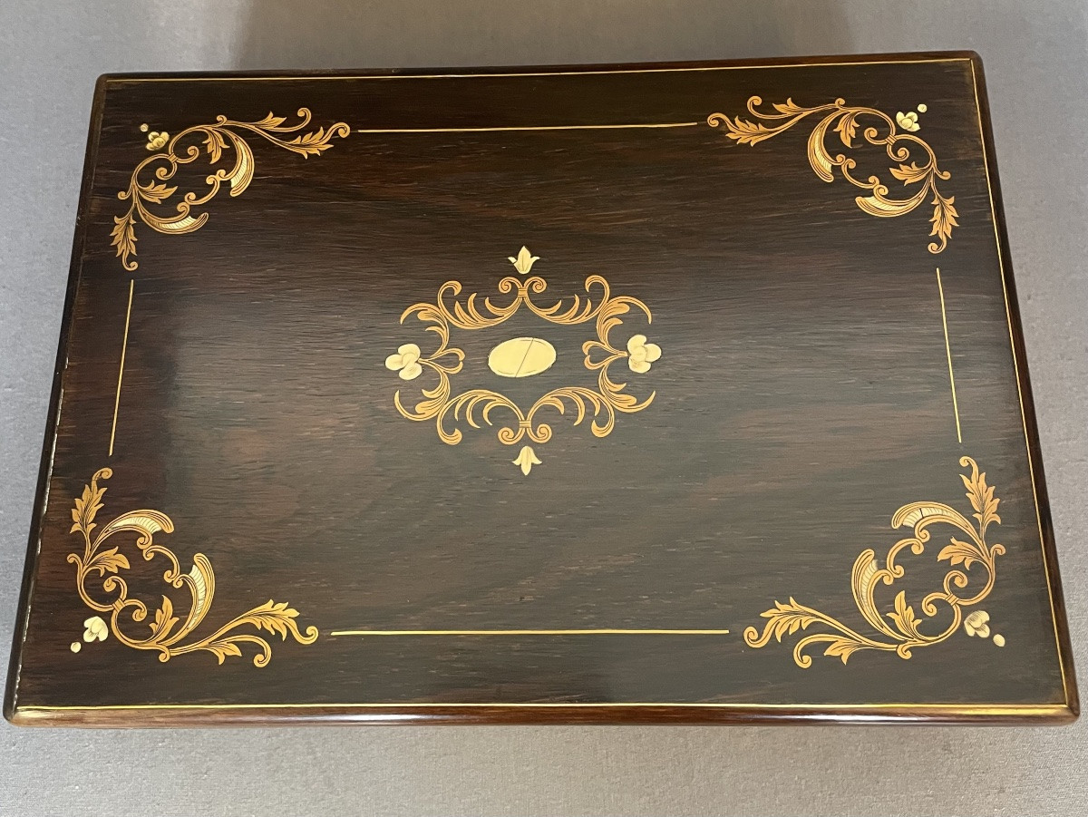 Rosewood And Mother-of-pearl Inlaid Jewelry Box -photo-4