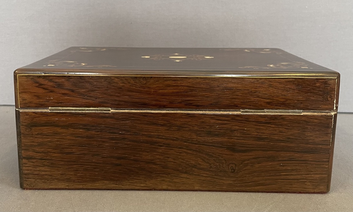 Rosewood And Mother-of-pearl Inlaid Jewelry Box -photo-3