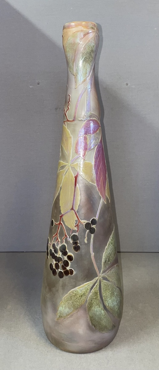 Vase soliflore multicouches signé Legras SD-photo-2