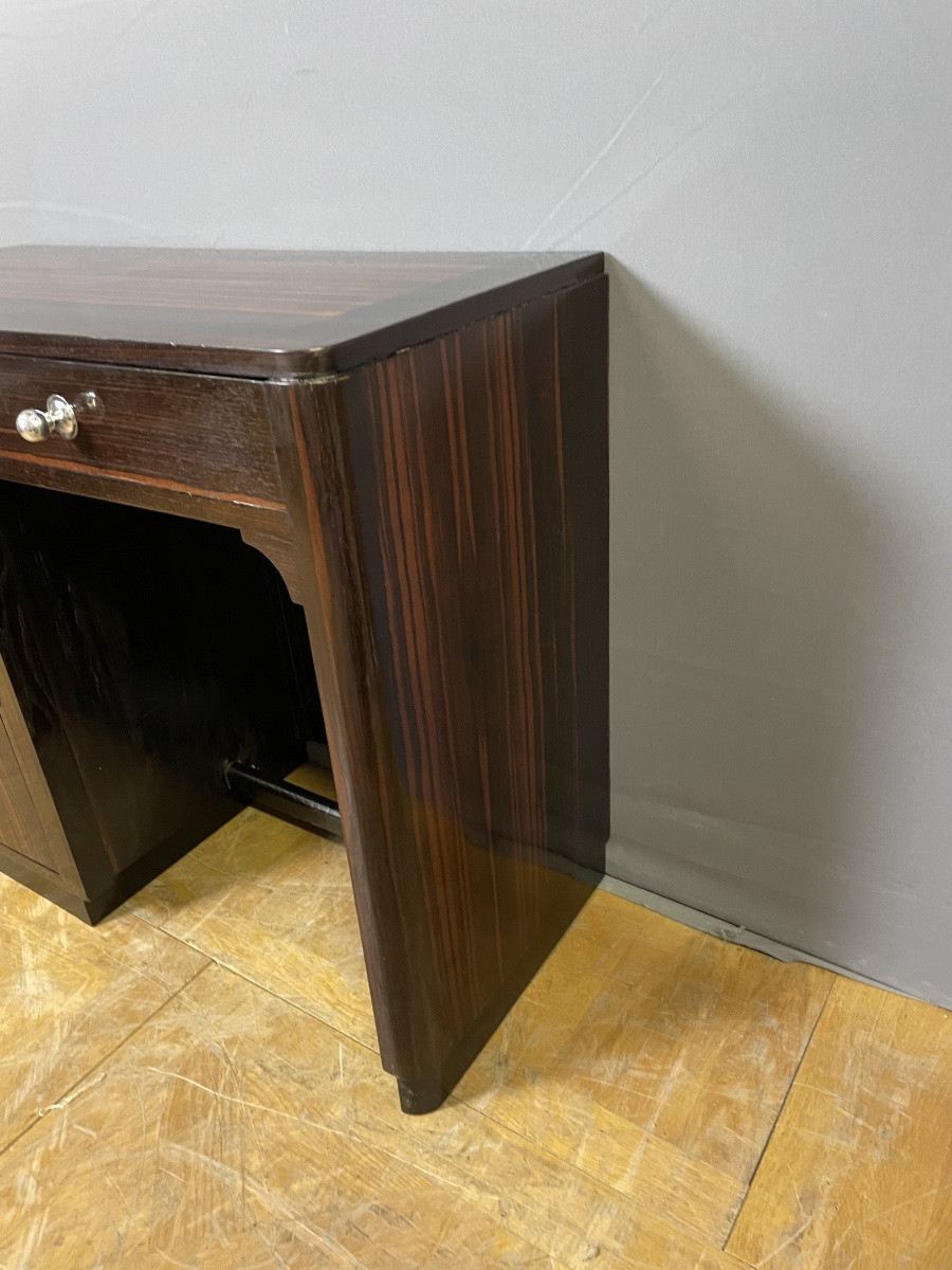 Art Deco Period Desk In Macassar Ebony -photo-3