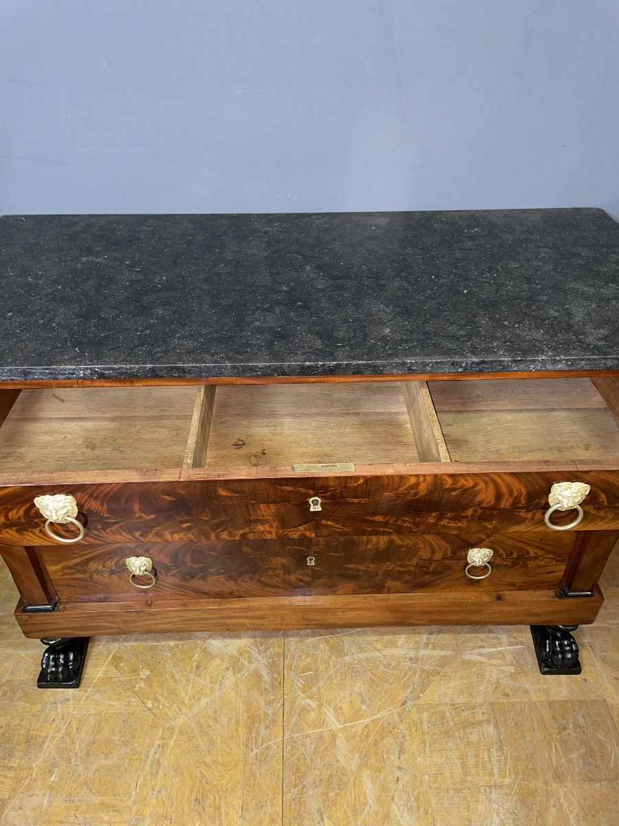 Commode d'époque Consulat en Acajou et placage d'Acajou -photo-4