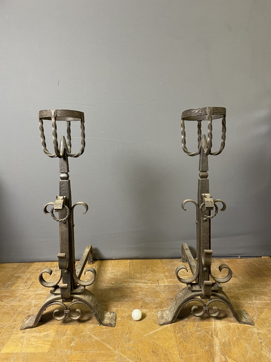Importante paire de Chenets -photo-2