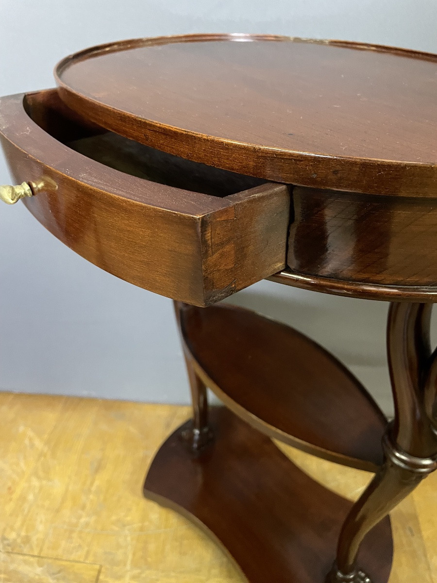 Pair Of Mahogany Gooseneck Bedside Tables-photo-3