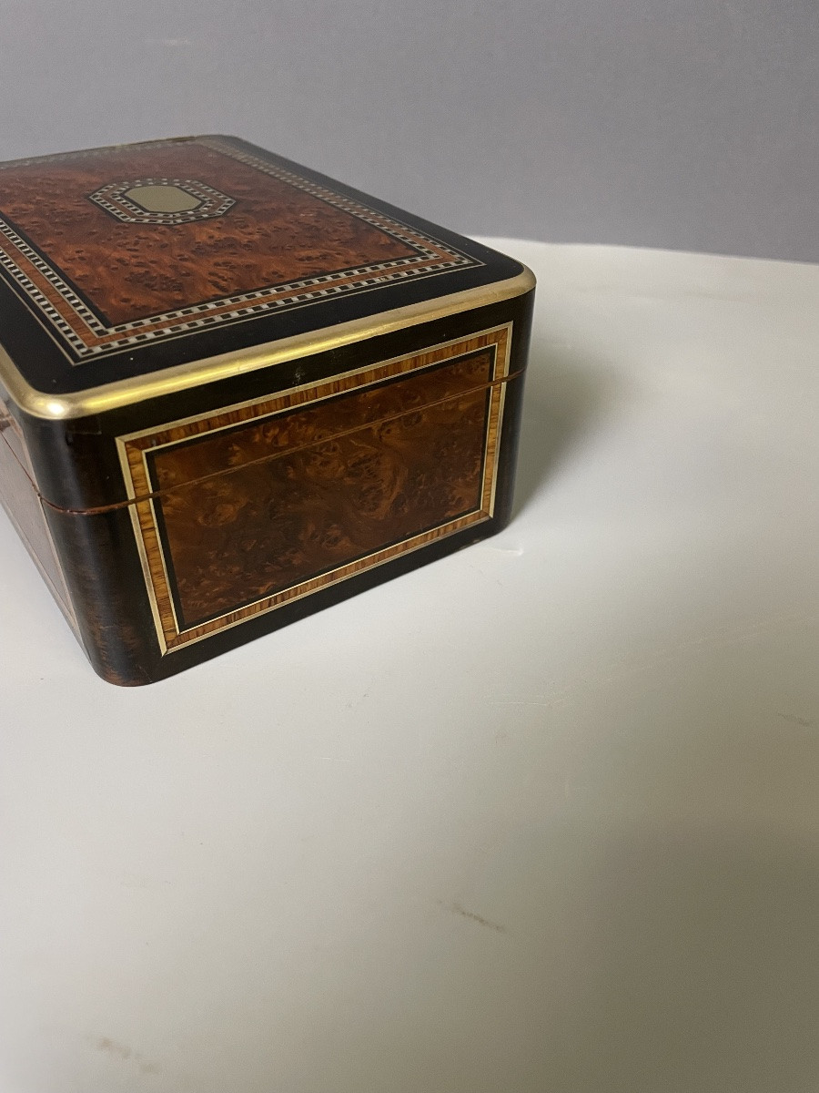 Boîte à Bijoux Napoléon III en Loupe de Thuya -photo-4