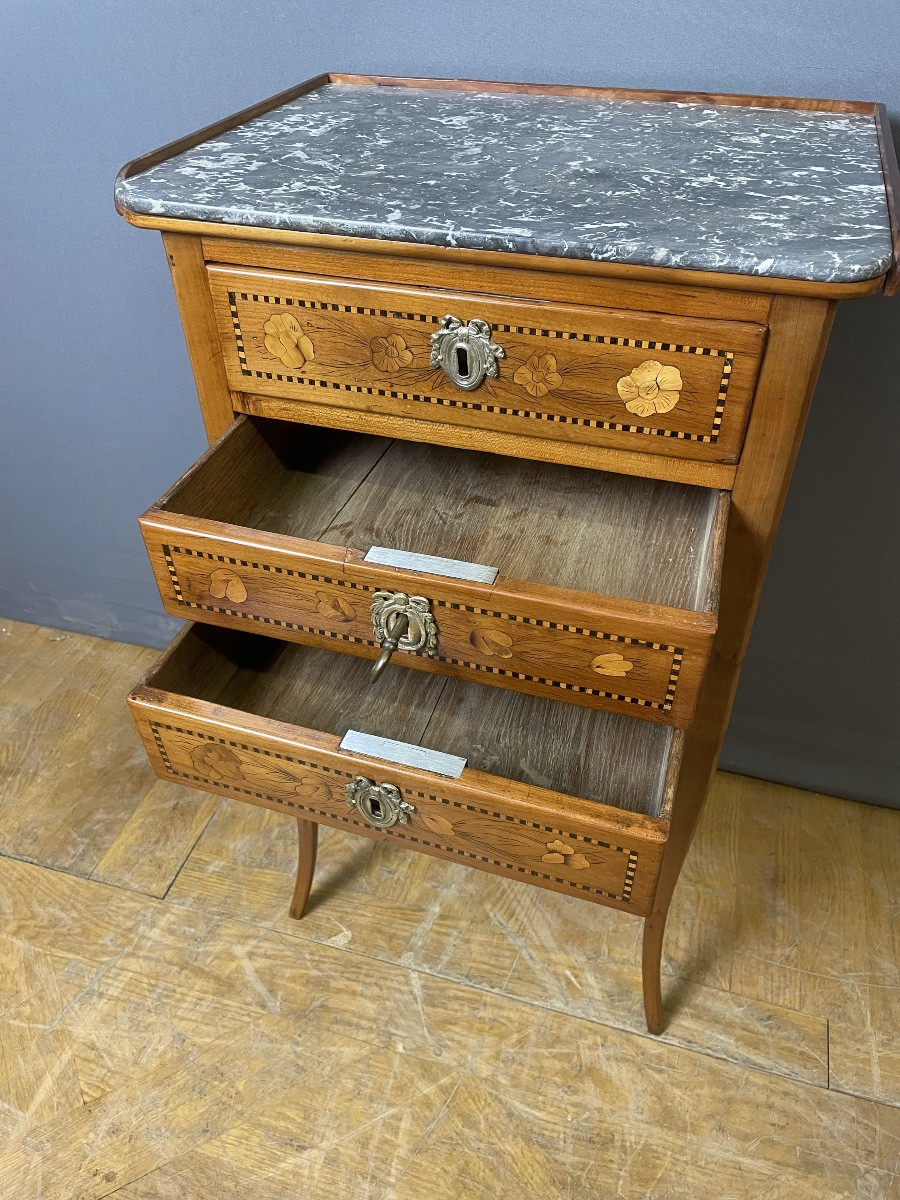 Table d'appoint ou chevet d'époque Louis XV en merisier -photo-2