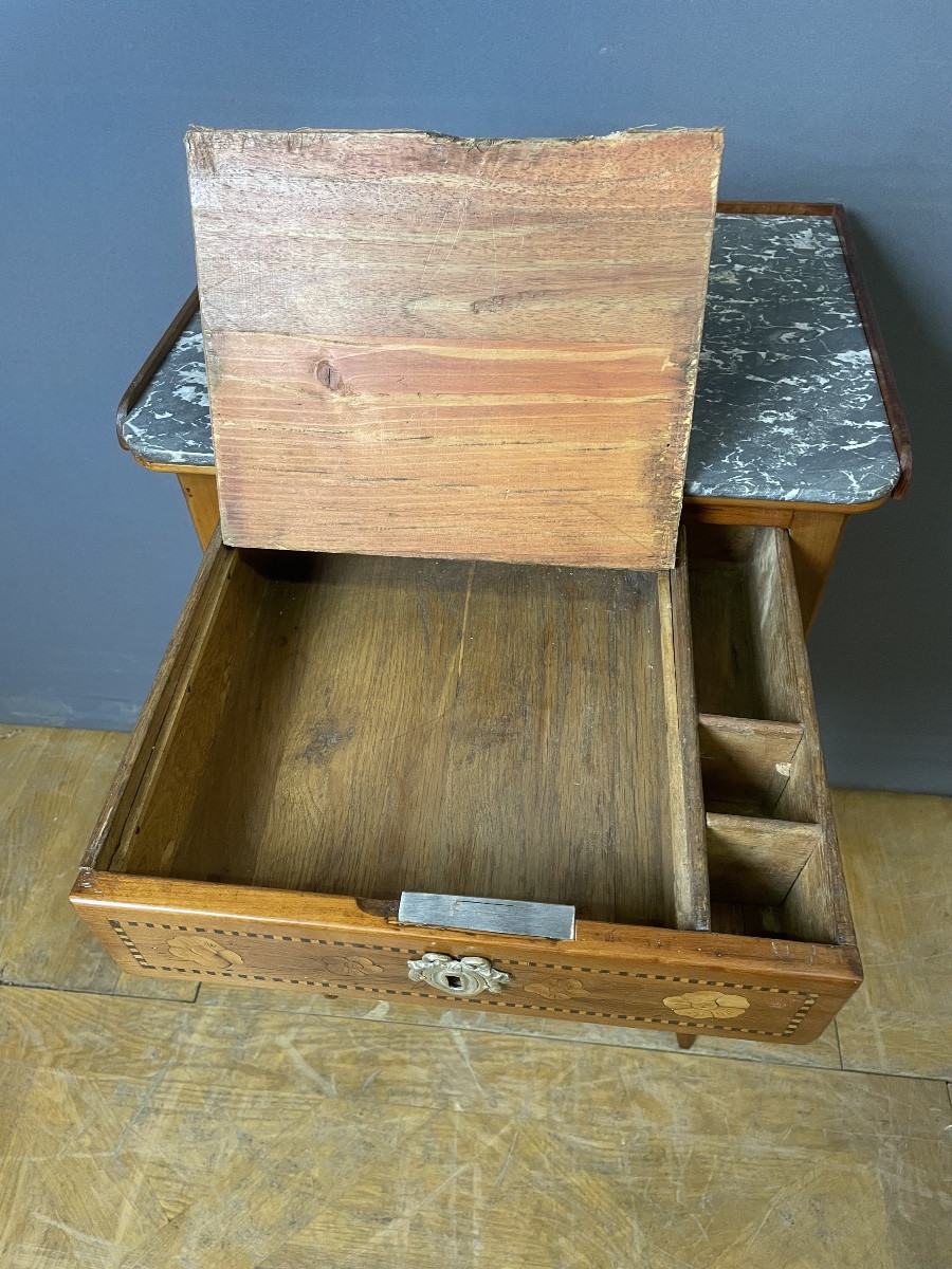 Table d'appoint ou chevet d'époque Louis XV en merisier -photo-4