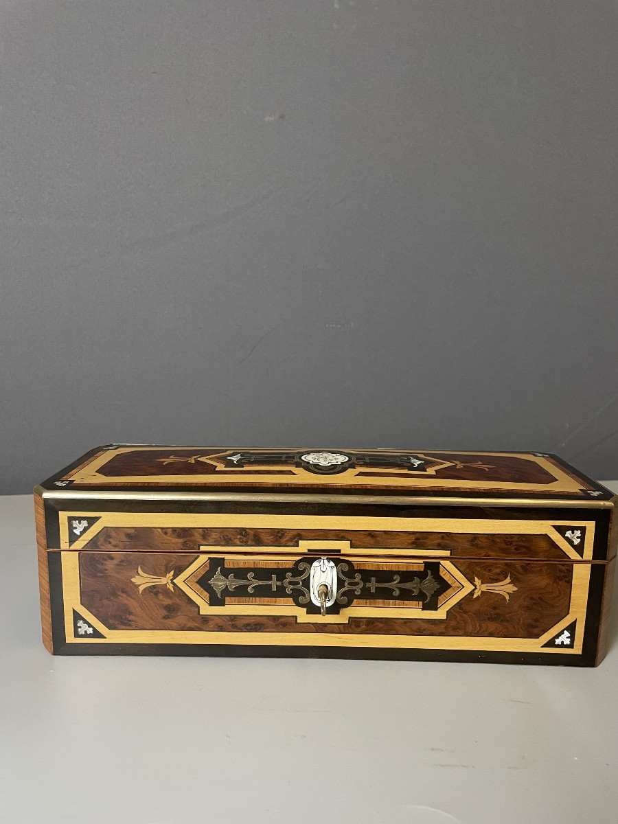 Boîte à gants Napoléon III à décor marqueté -photo-3