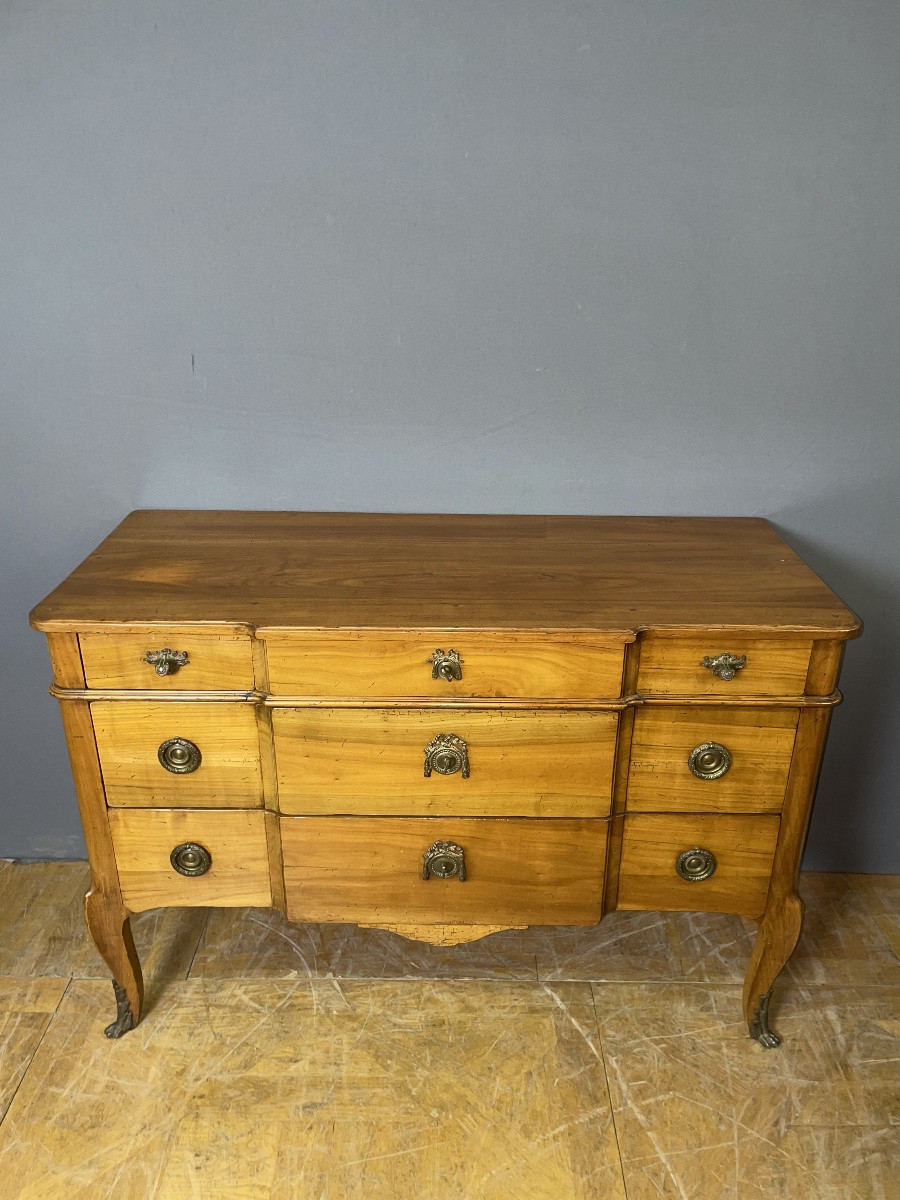 Transitional Chest Of Drawers In Cherry Wood Stamped Mailfert-photo-2