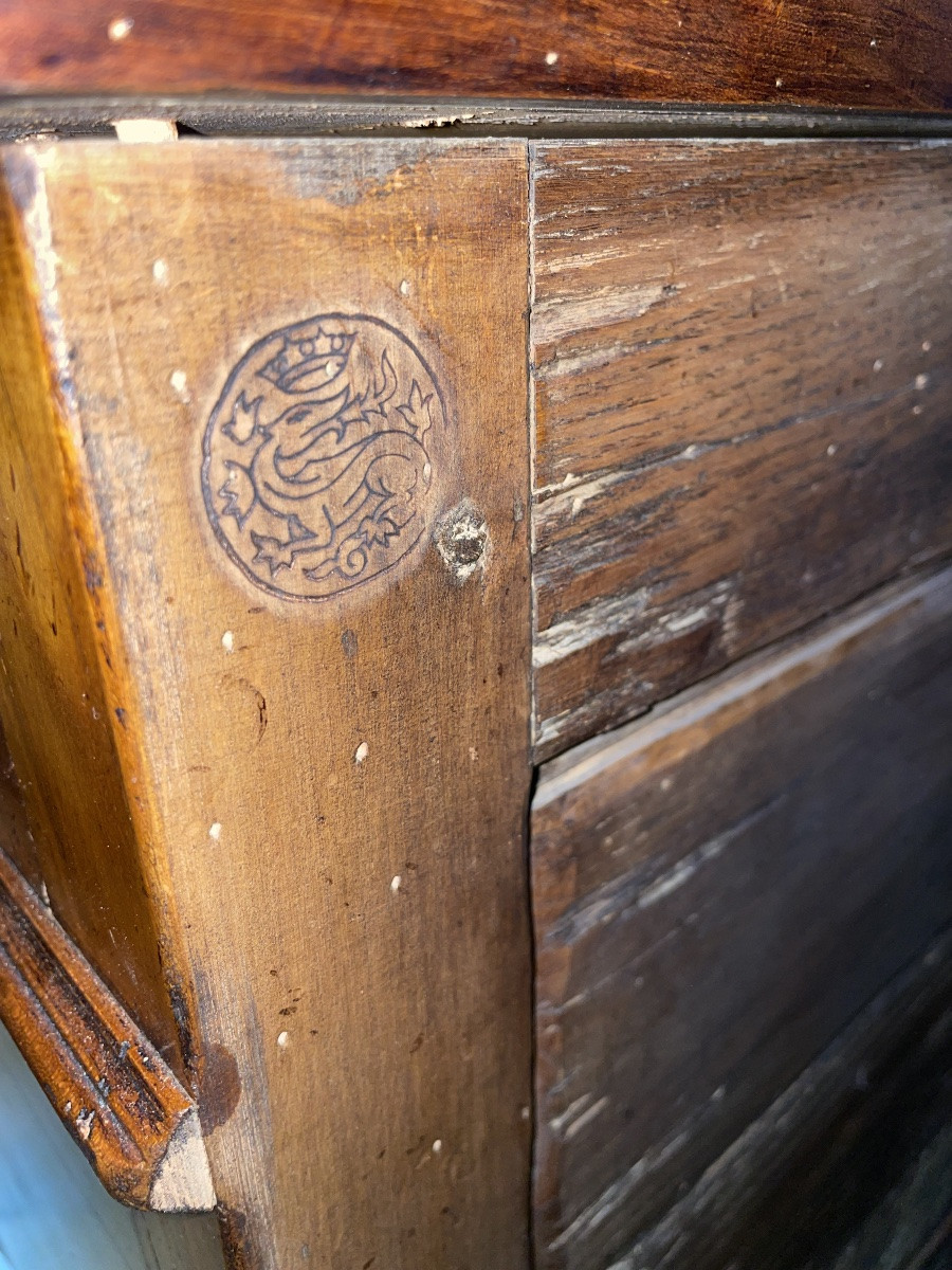Transitional Chest Of Drawers In Cherry Wood Stamped Mailfert-photo-4