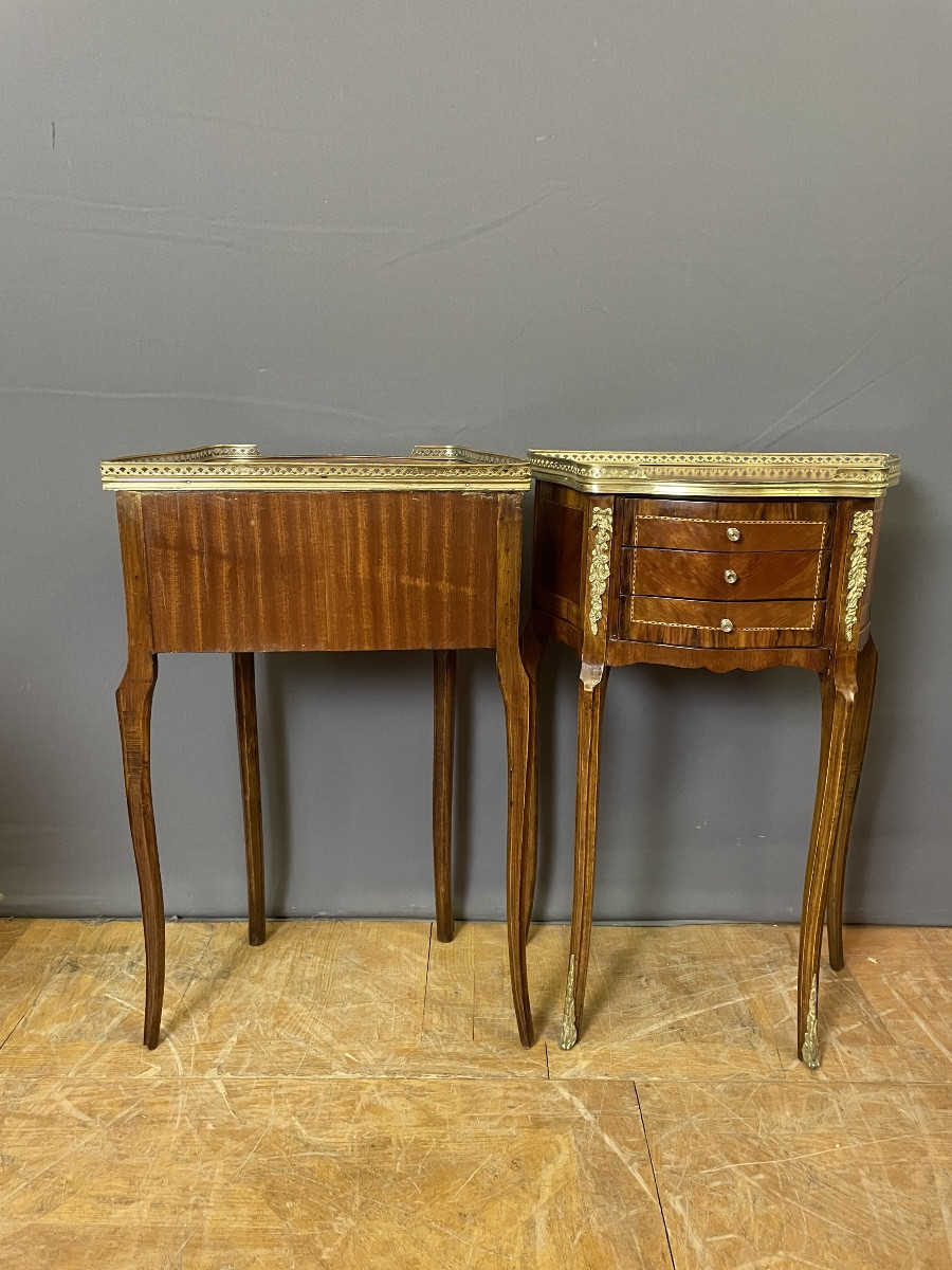 Paire de chevet Louis XV en marqueterie -photo-2