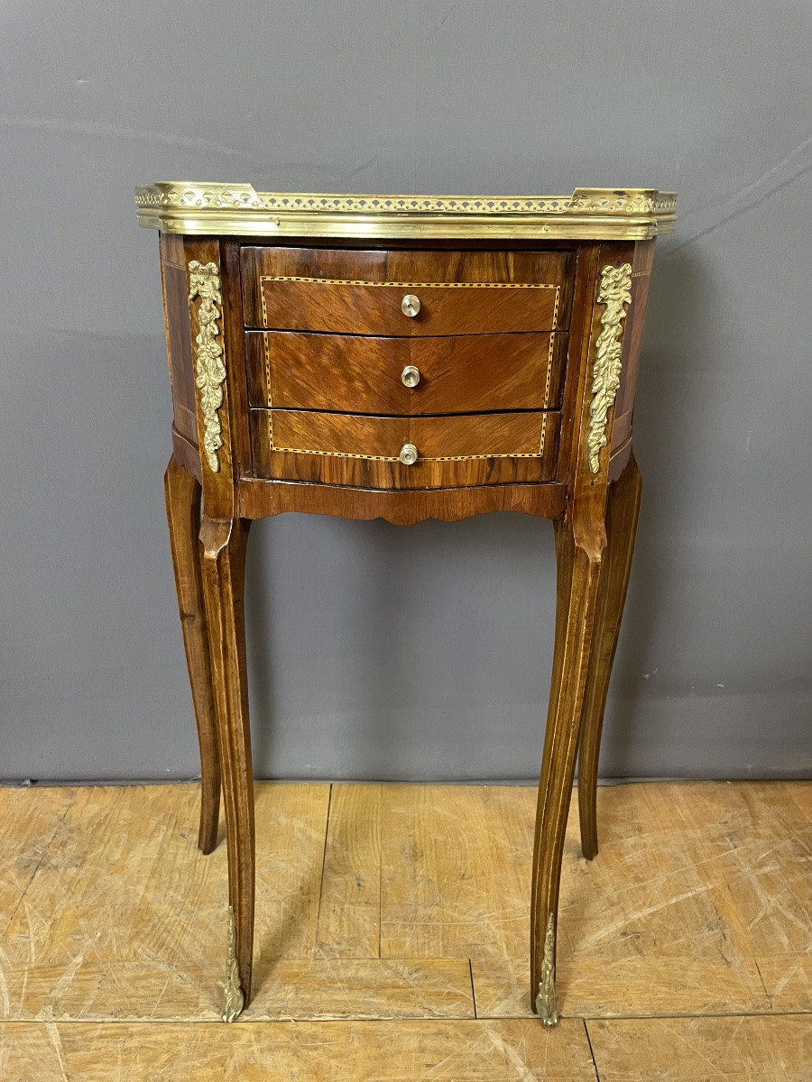 Paire de chevet Louis XV en marqueterie -photo-3