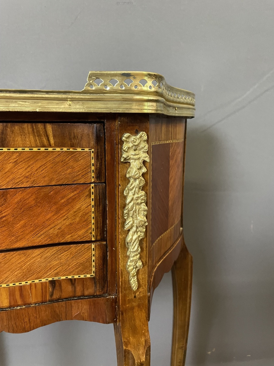 Paire de chevet Louis XV en marqueterie -photo-2