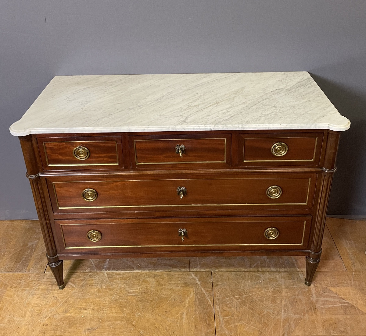 Louis XVI Mahogany And Brass Chest Of Drawers-photo-2