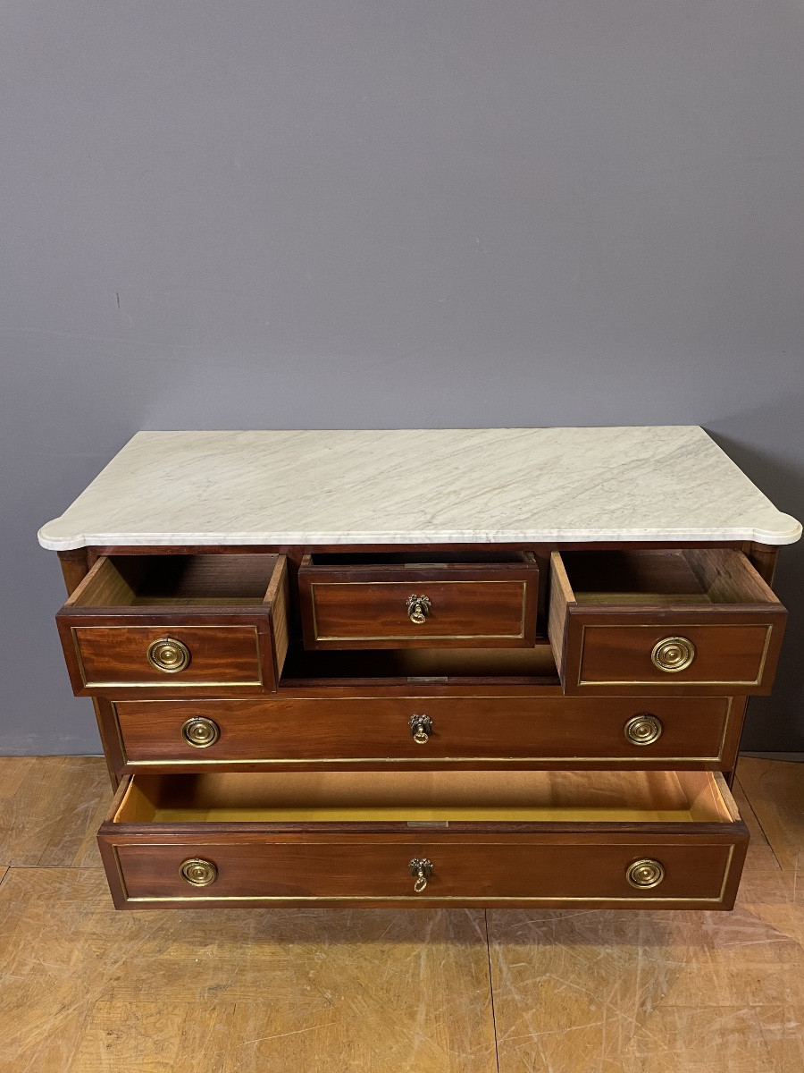 Louis XVI Mahogany And Brass Chest Of Drawers-photo-1