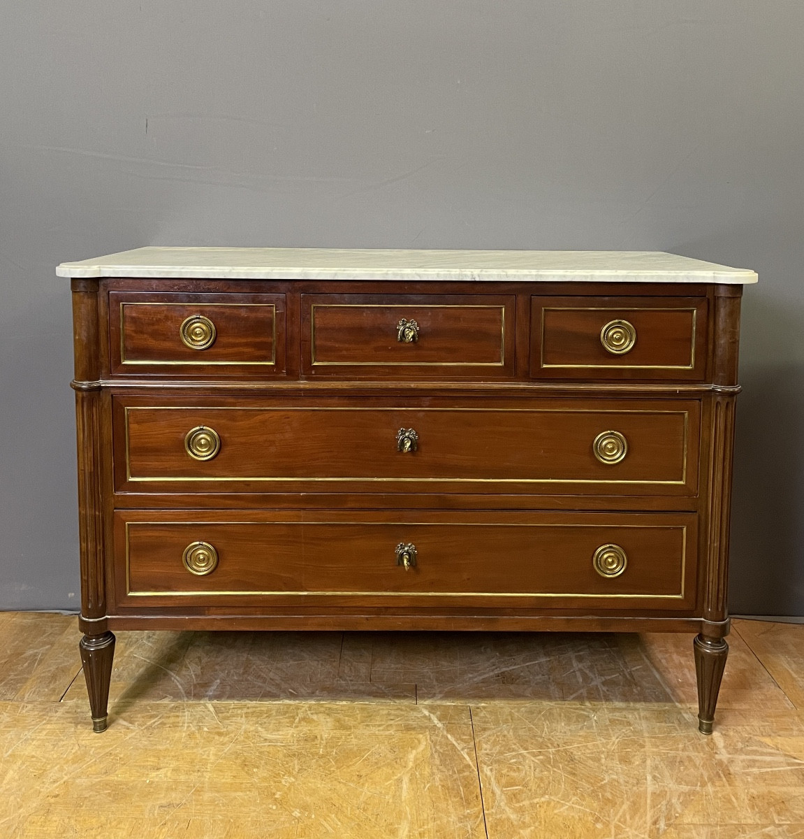 Louis XVI Mahogany And Brass Chest Of Drawers