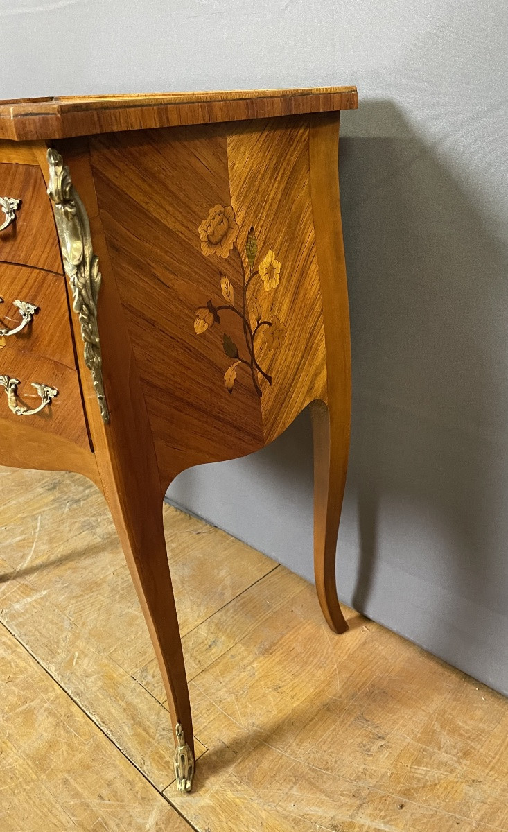 Pair Of Louis XV Bedside Tables In Marquetry-photo-4
