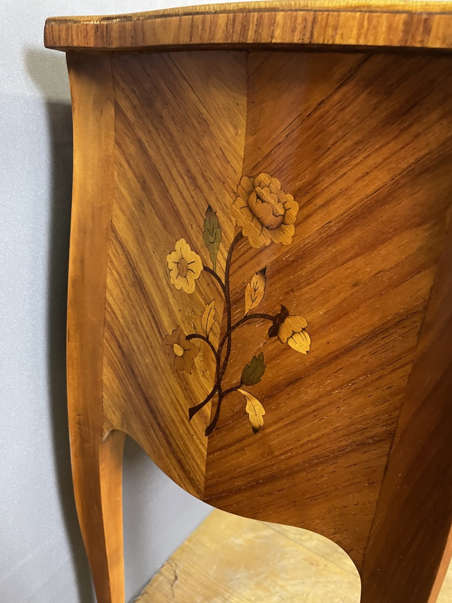 Pair Of Louis XV Bedside Tables In Marquetry-photo-2