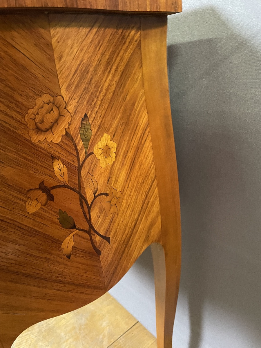 Pair Of Louis XV Bedside Tables In Marquetry-photo-3