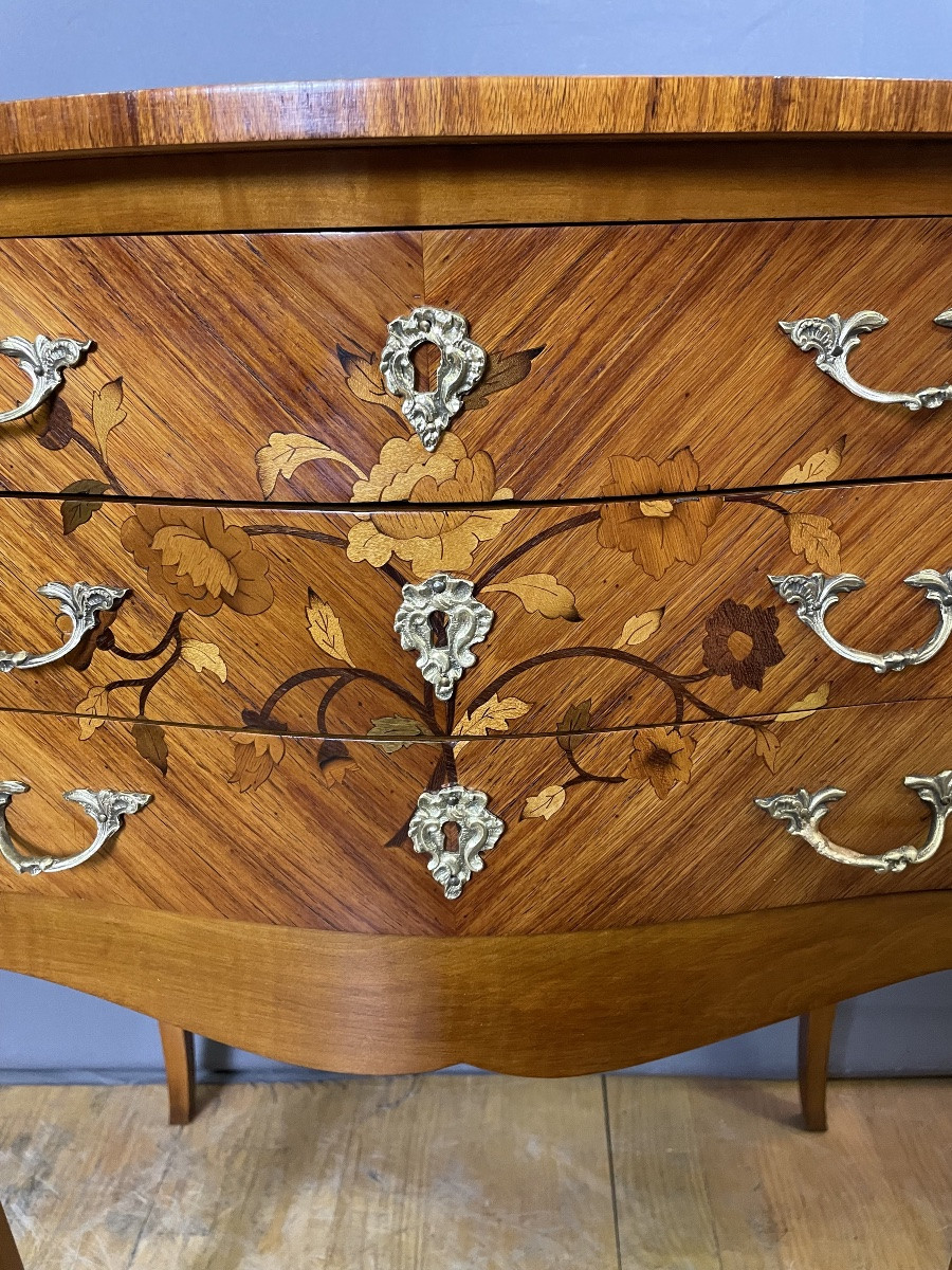 Pair Of Louis XV Bedside Tables In Marquetry-photo-5