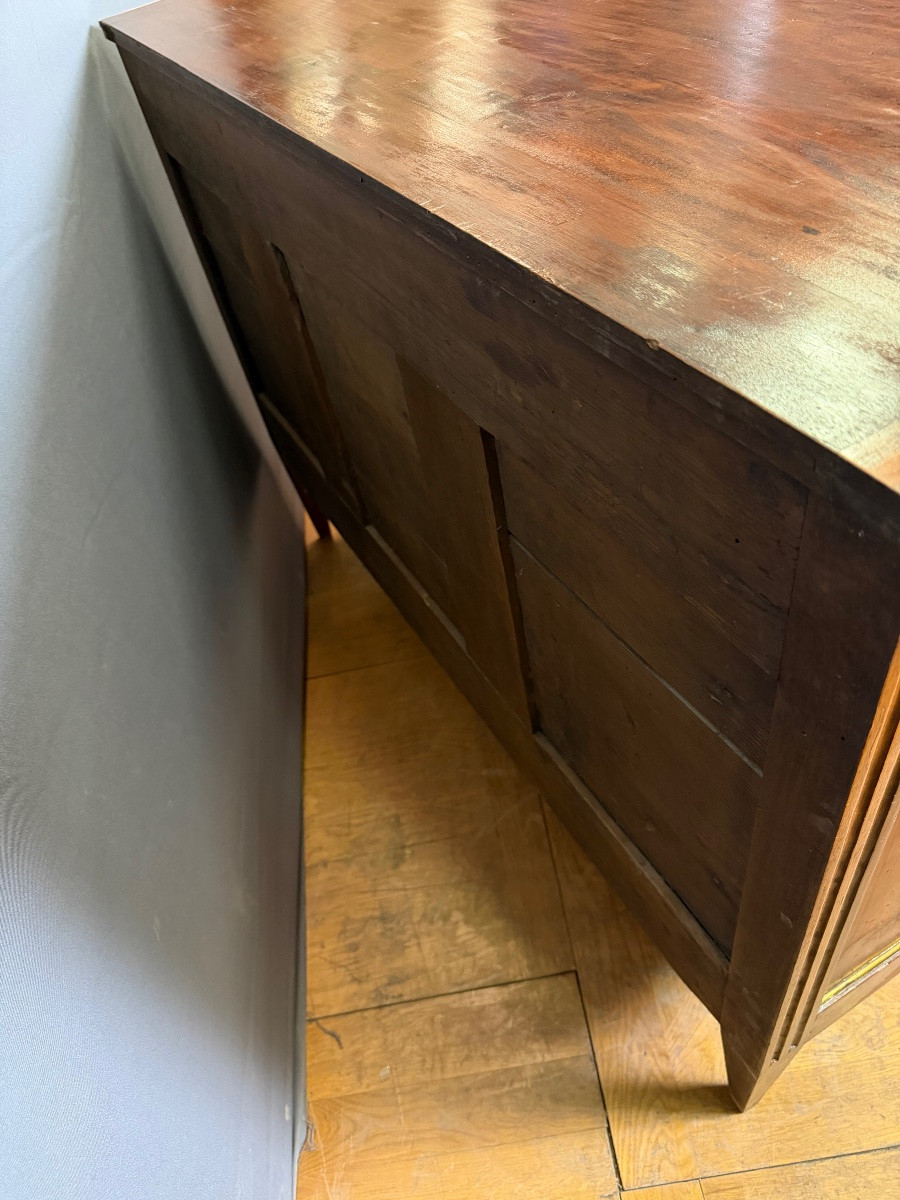 Commode Louis XVI en Noyer, Hêtre et laiton -photo-2