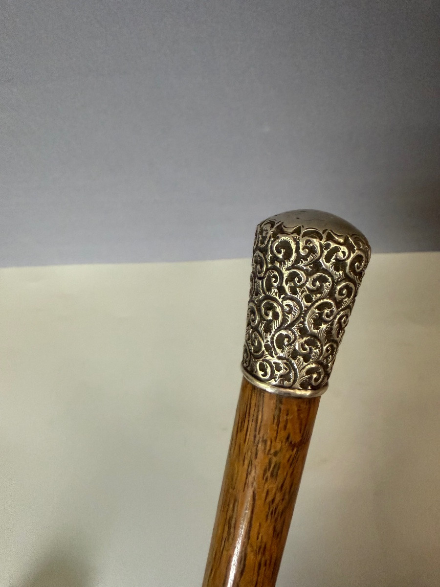 Canne en buis et pommeau en argent XVIIIème-photo-4