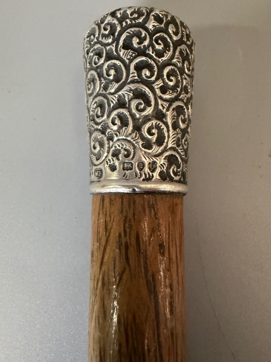 Canne en buis et pommeau en argent XVIIIème-photo-1