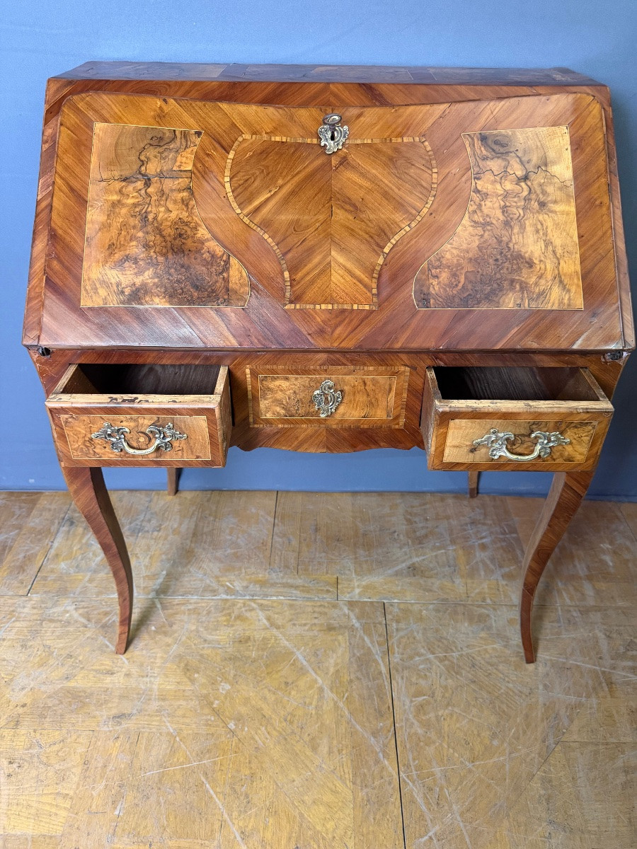 Bureau de Pente Louis XV en marqueterie XVIII ème -photo-3