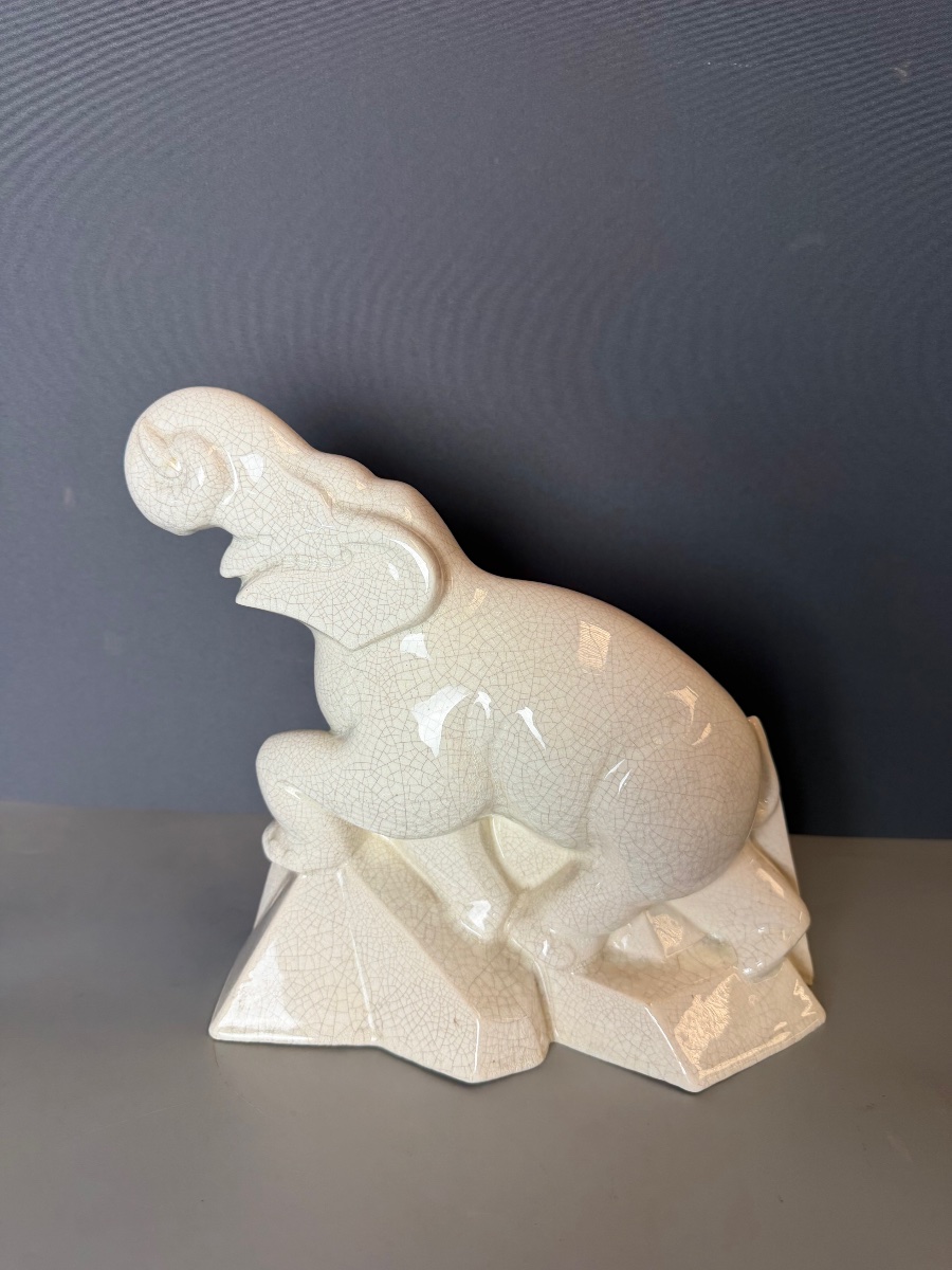Elephant Art Déco en céramique craquelée-photo-1