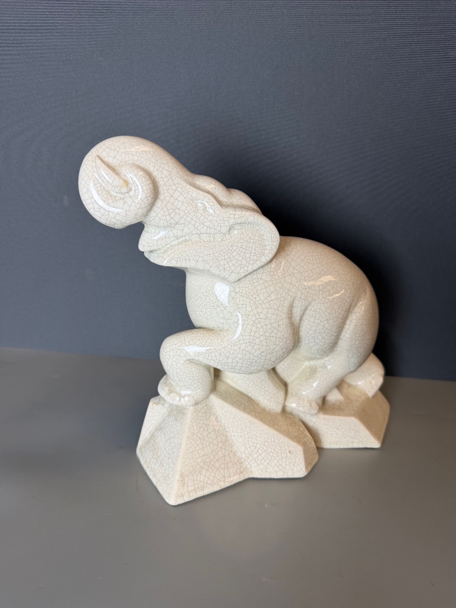 Elephant Art Déco en céramique craquelée