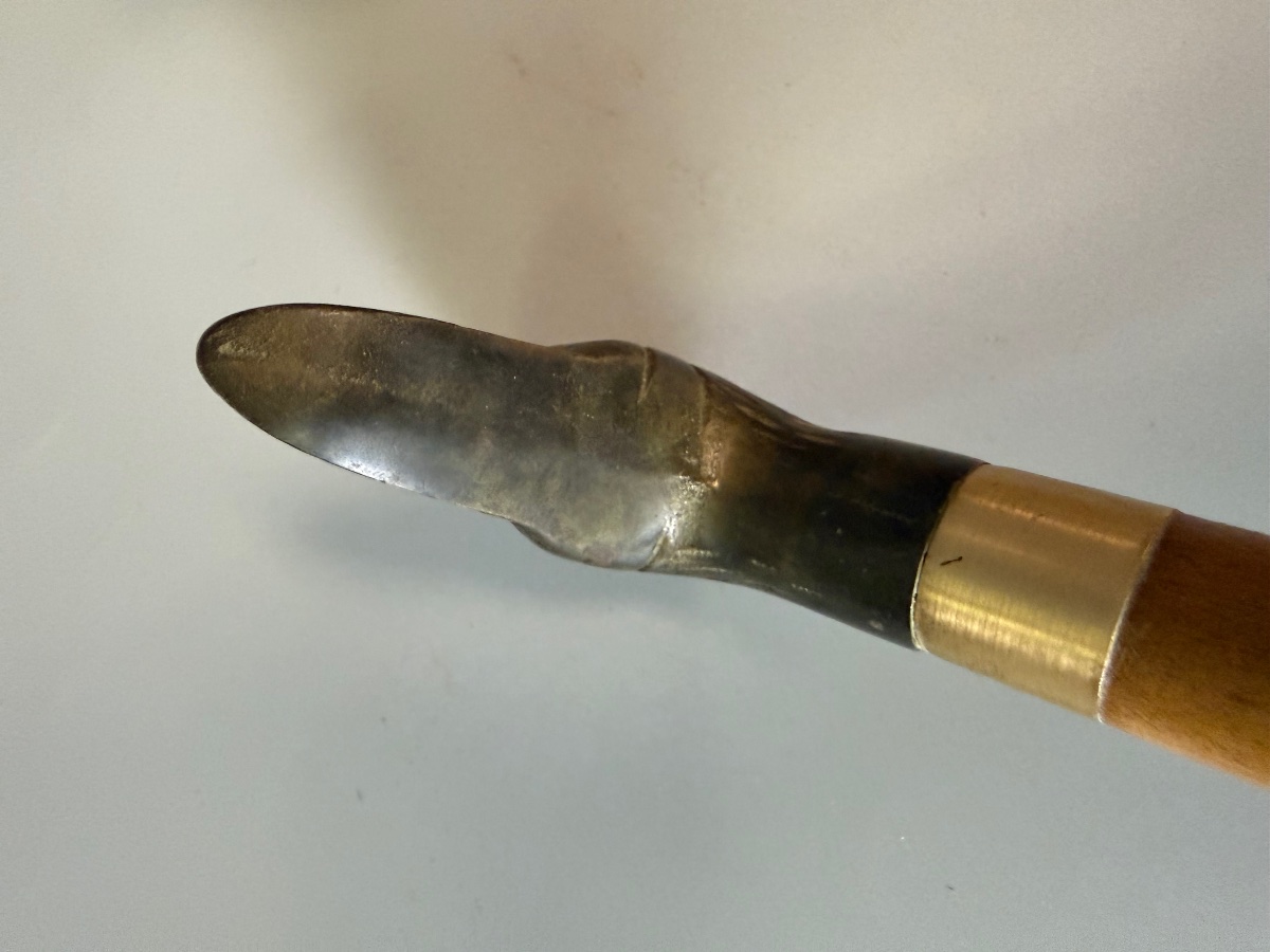 Canne en Acajou et Bronze Tête de Cannard -photo-2