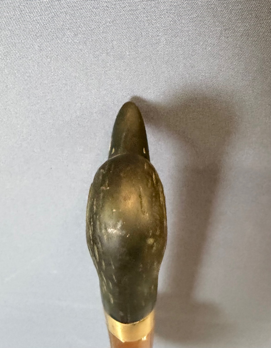 Canne en Acajou et Bronze Tête de Cannard -photo-3
