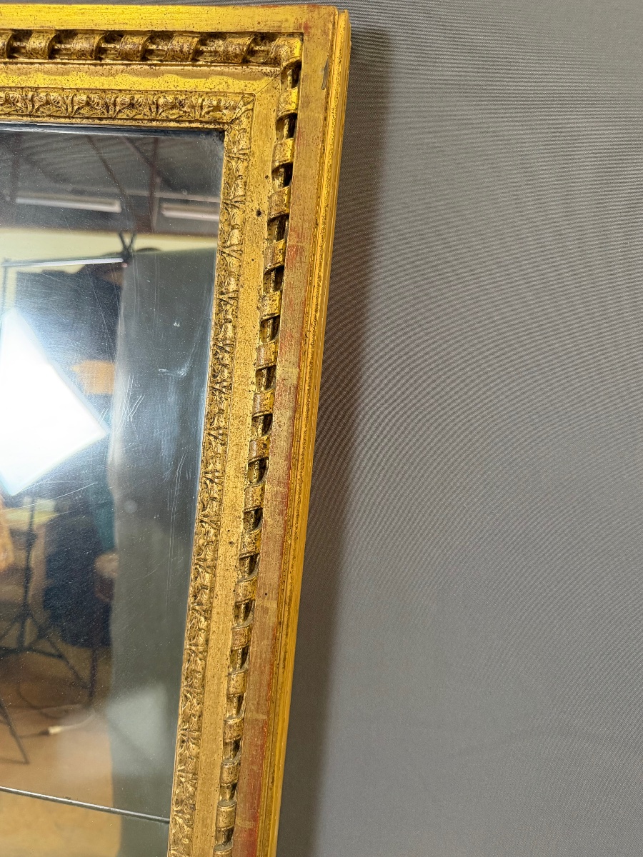 18th-century Louis XVI Gilded Wood Mirror-photo-3