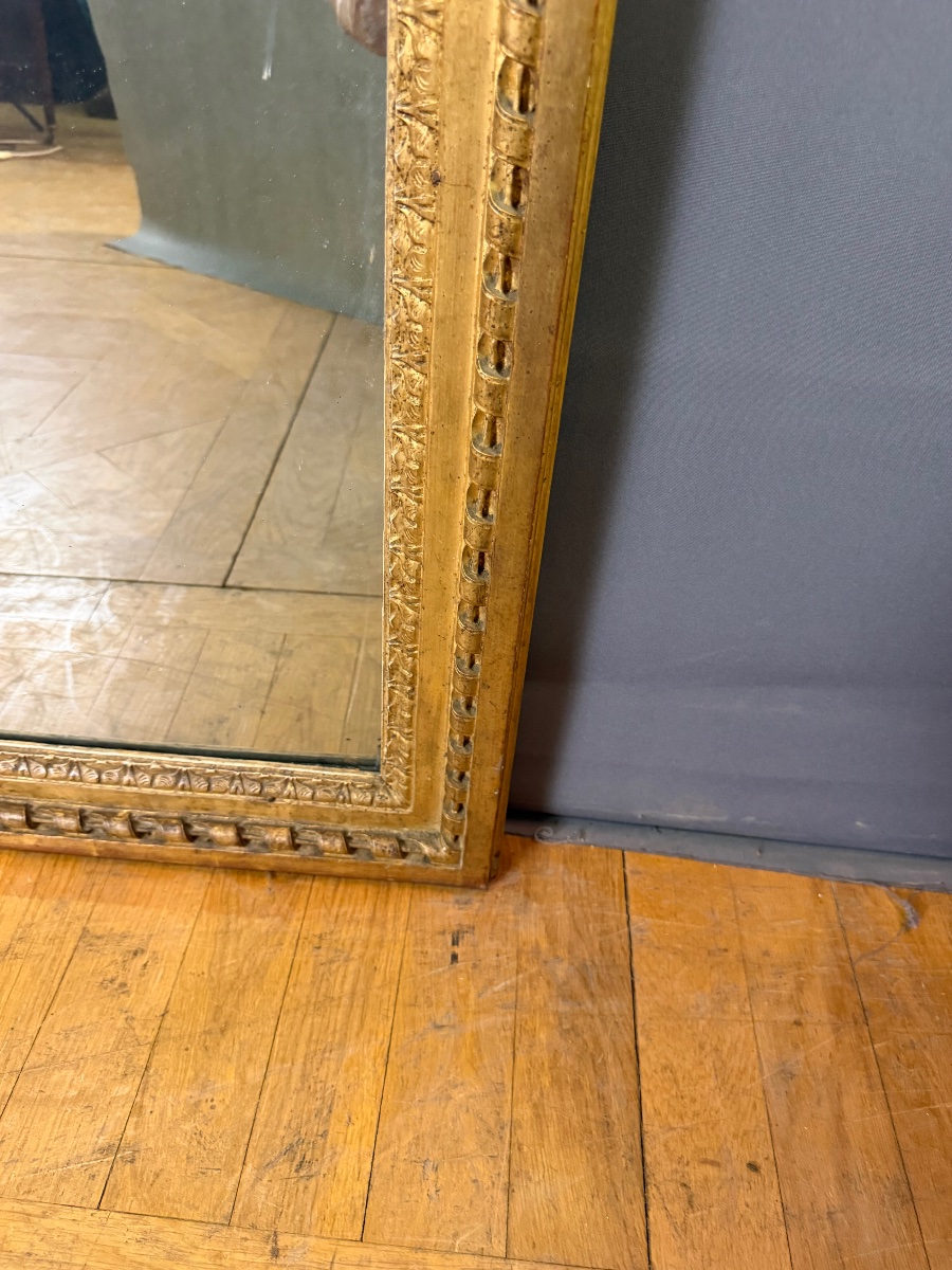 18th-century Louis XVI Gilded Wood Mirror-photo-4