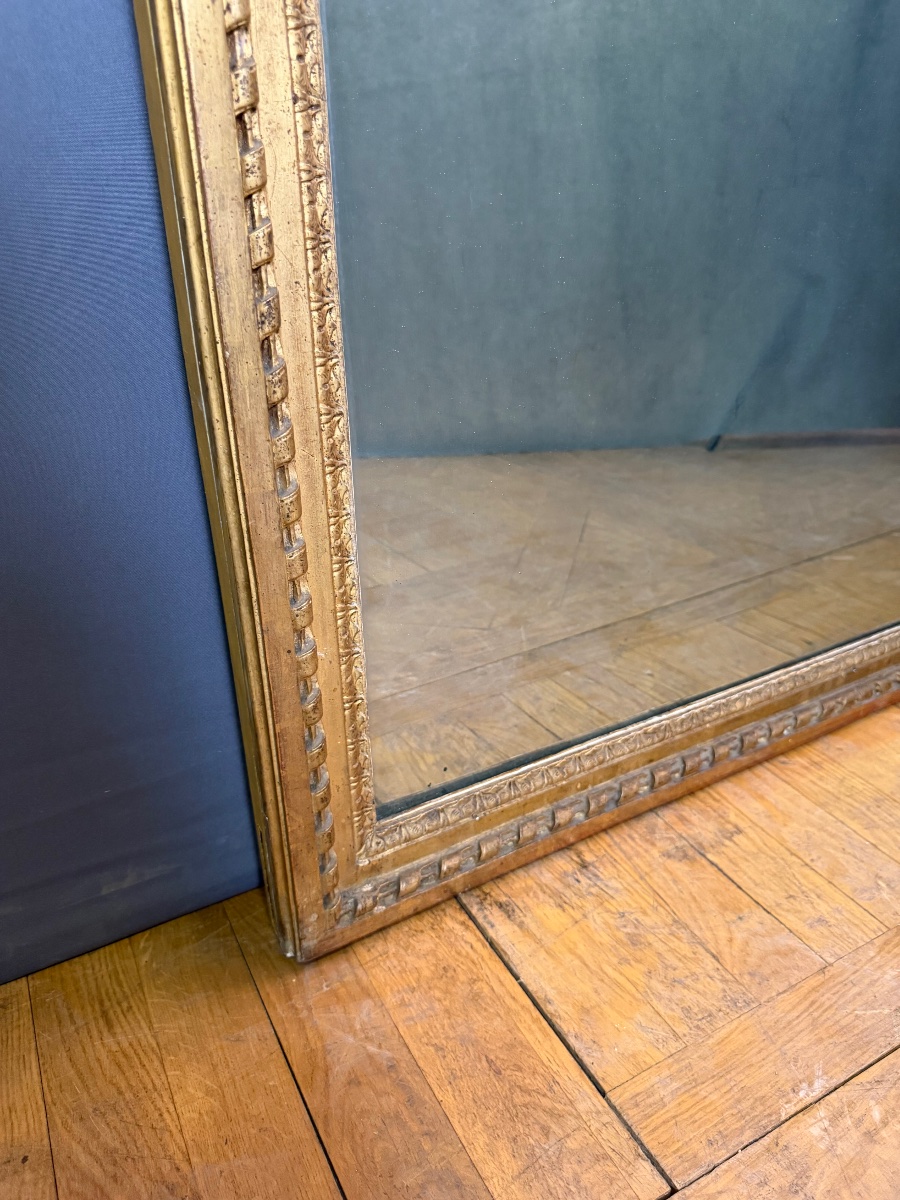 18th-century Louis XVI Gilded Wood Mirror-photo-1