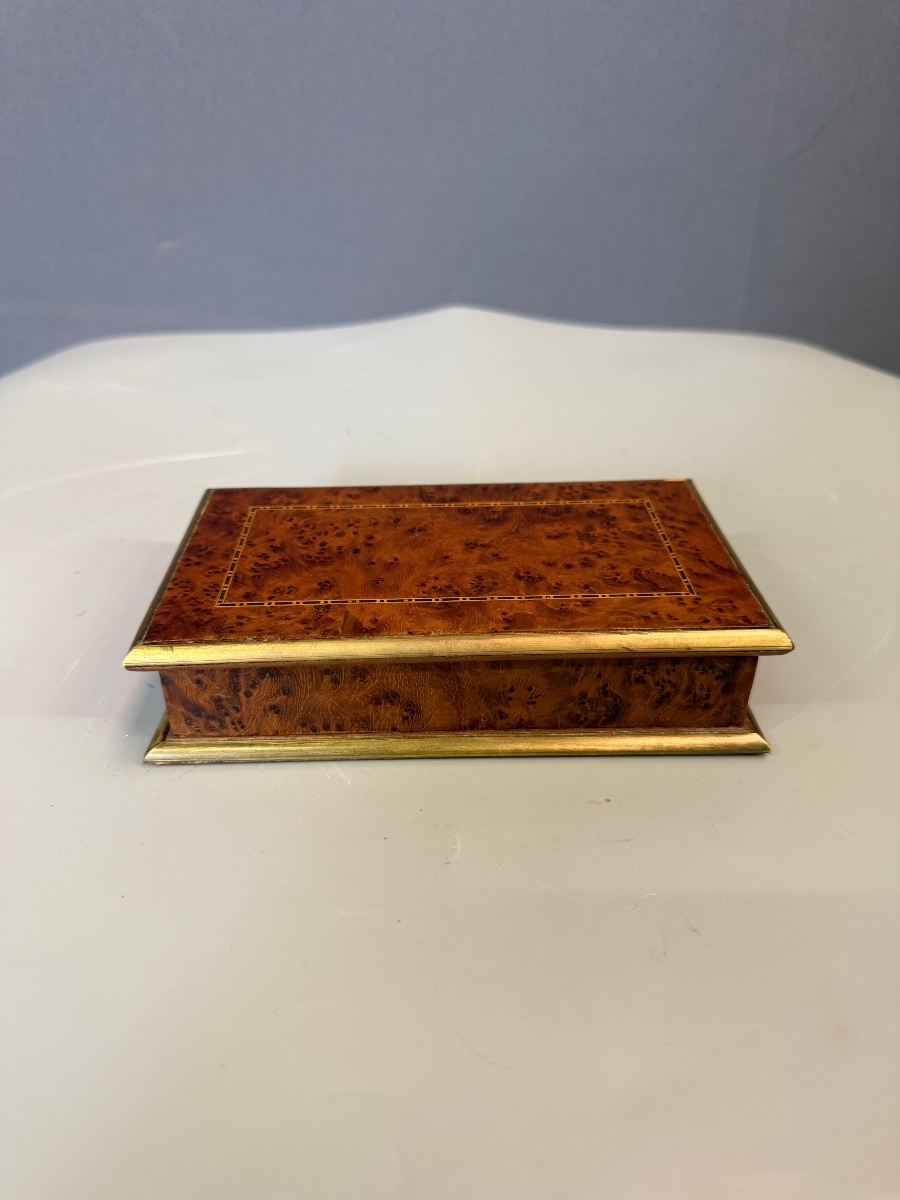 Coffret à timbre en loupe de thuya 