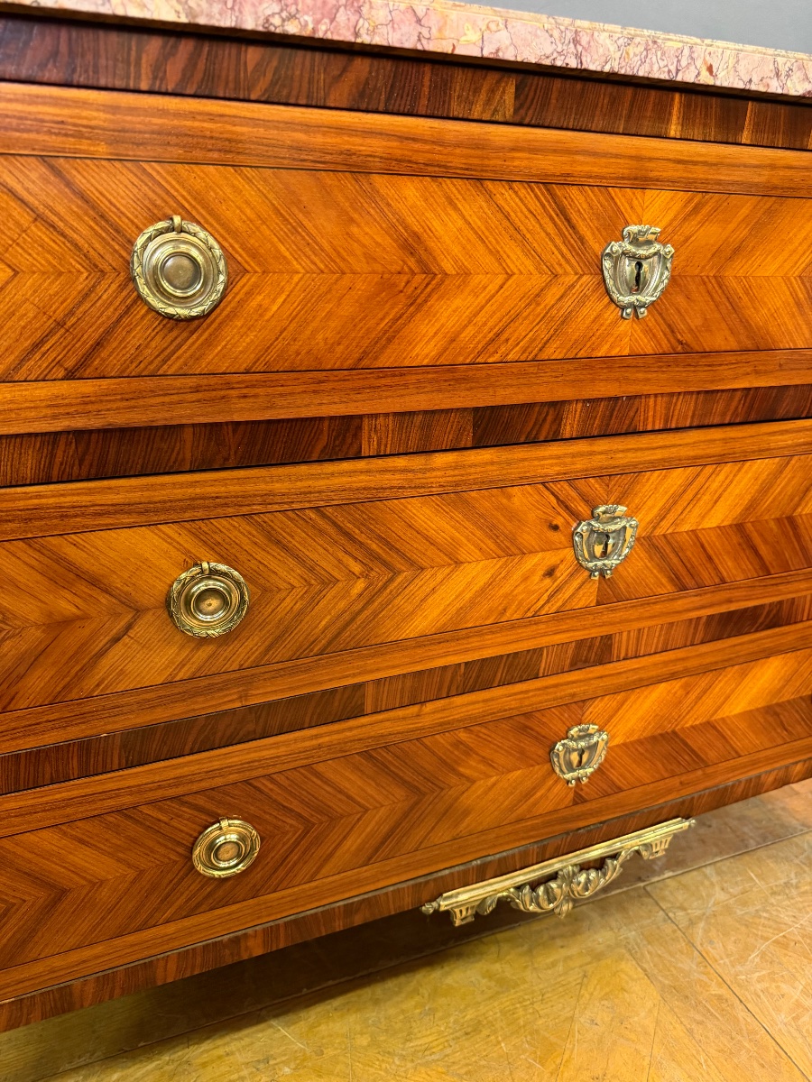 Commode Louis XVI en bois de rose et palissandre -photo-4