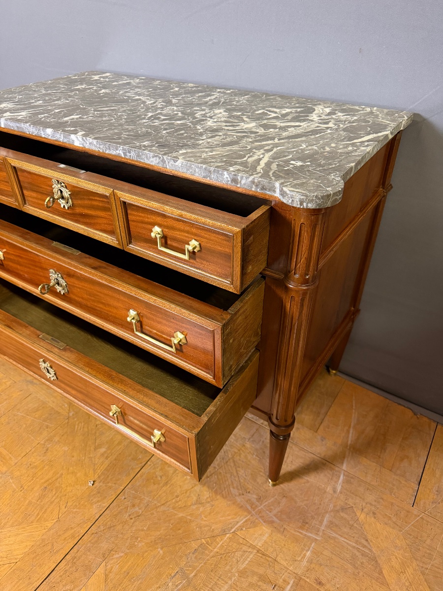 Commode Louis XVI XIXème en Noyer-photo-2